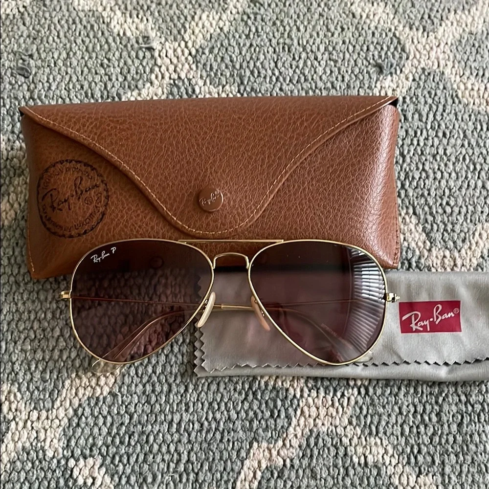 Ray-Ban Gold Frame Brown Gradient Aviator Sunglasses